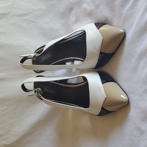 White House Black Market Heels, Black/Cream, 9M